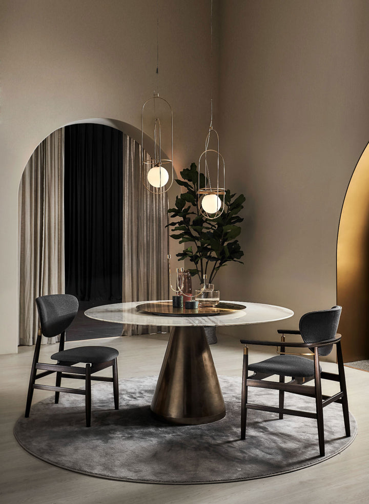 Cone Round Dining Table - White Marble