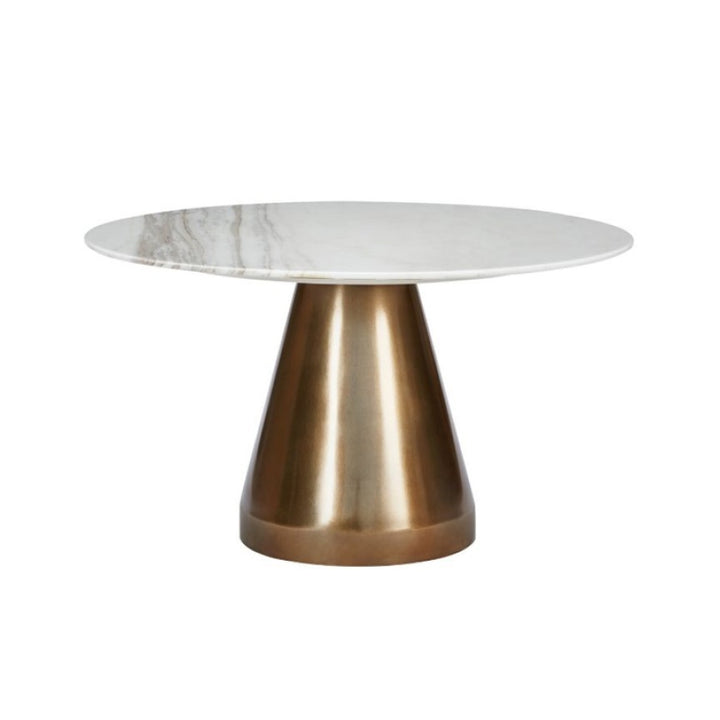 Cone Round Dining Table - White Marble