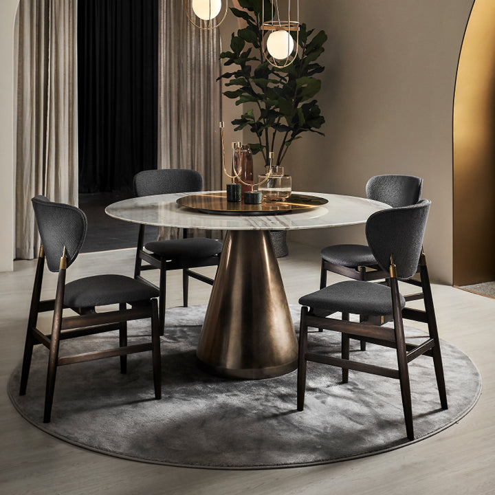 Cone Round Dining Table - White Marble