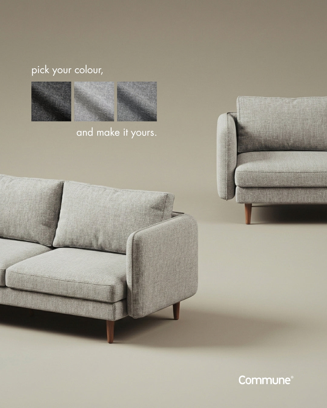 Espen 3-Seater Fabric Sofa