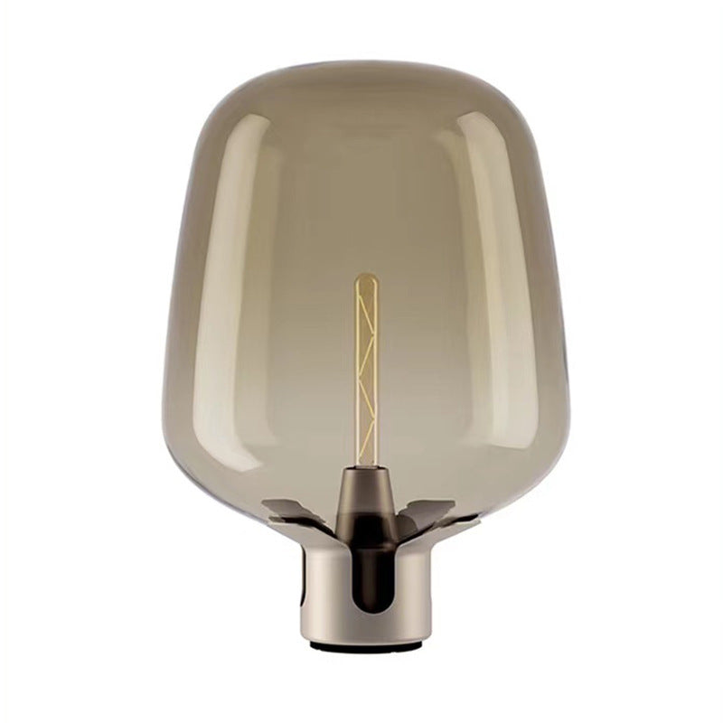 Table Lamp Amber Iron Glass Dia35*H48Cm