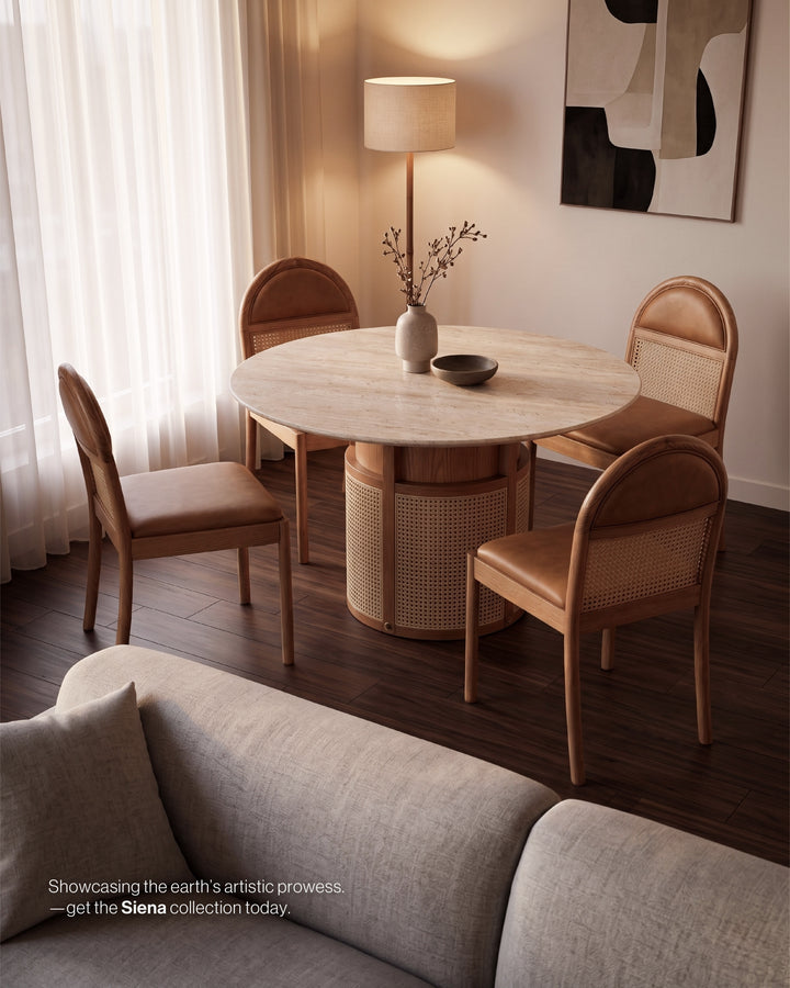 Siena Travertine-Top Dining Table