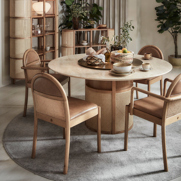 Siena Travertine-Top Dining Table