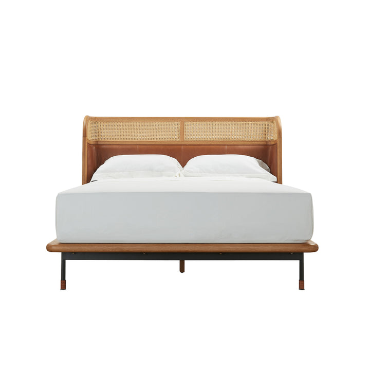 Tierra Bed - Solid Oak Frame with Leather Headboard | King & Queen